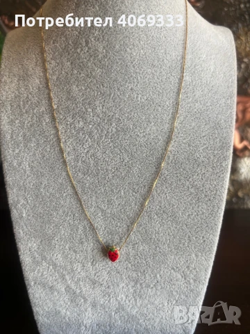 Златно колие с ягодка 1.76гр 14к 40см, снимка 5 - Колиета, медальони, синджири - 51010376