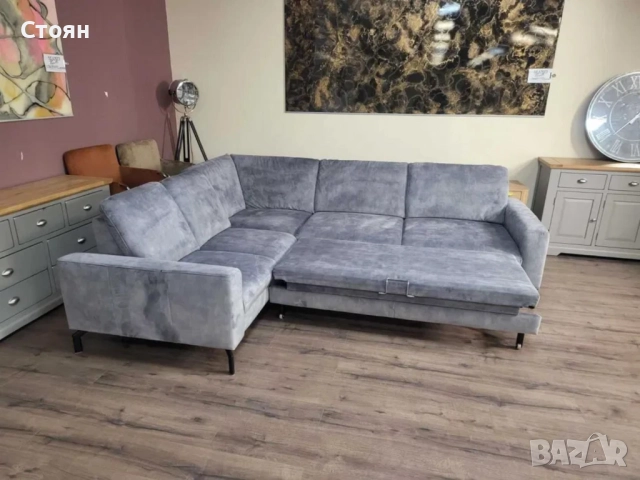 ПРОМОЦИЯ!!! Сив ъглов диван от плат с функция сън MM-ZE1126, снимка 5 - Дивани и мека мебел - 52826867
