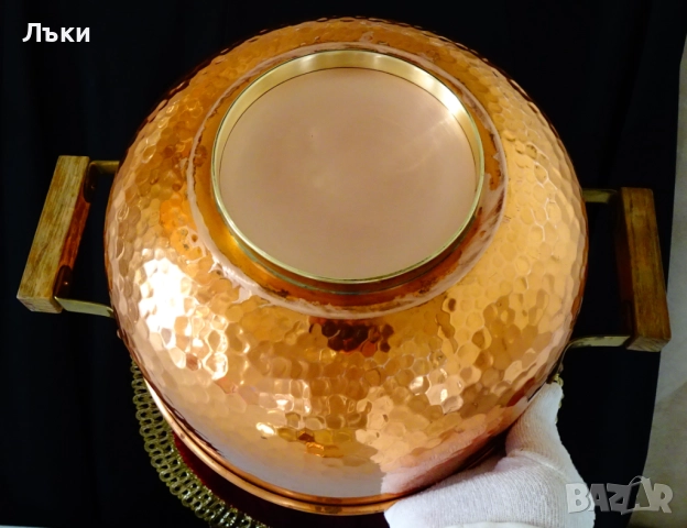 Медна тенджера със стойка,меден спиртник,фондю. , снимка 10 - Антикварни и старинни предмети - 52496138