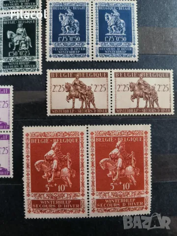 Белгия 1942 г. Благотворителни марки пълна серия MNH чифтове, снимка 4 - Филателия - 50195443
