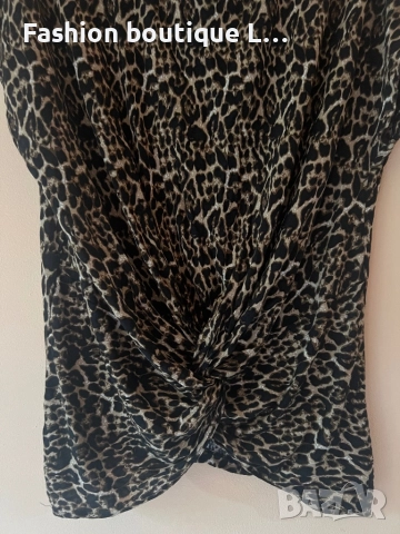 Тигрова памучна блуза без ръкави с допълнителен завъртян елемент отпред като акцент S / M размер 🐅, снимка 2 - Тениски - 51948953