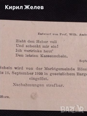 Банкнота НОТГЕЛД 10 хелер 1920г. Австрия перфектно състояние за КОЛЕКЦИОНЕРИ 45150, снимка 8 - Нумизматика и бонистика - 45503810