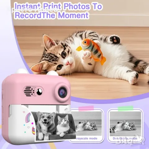 Детски дигитален фотоапарат с дисплей за моментални снимки с печат Зелен, снимка 12 - Фотоапарати - 50345927