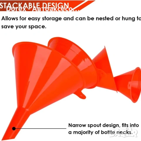 Комплект 4 броя пластмасови фунии - различни размери за течности, снимка 11 - Аксесоари и консумативи - 54078543