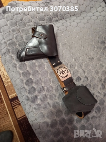 Черен кожен колан народна милиция с кобури, снимка 2 - Антикварни и старинни предмети - 52655824