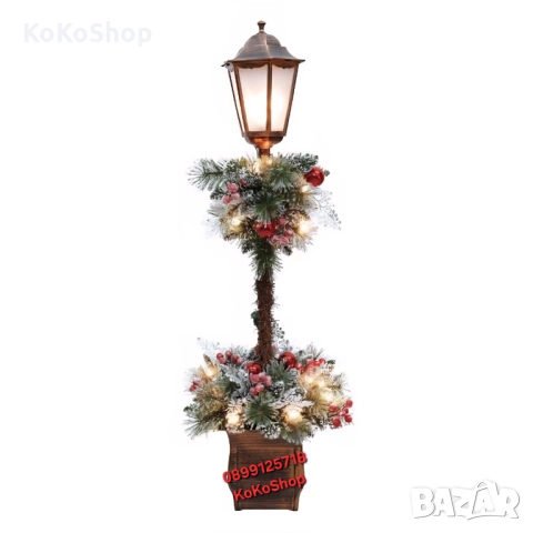 Коледен фенер-122 см./коледен фенер с украса и LED светлини, снимка 2 - Декорация за дома - 52243509