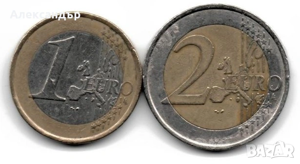 Франция 1 евро 1999 + 2 евро 2000, снимка 2 - Нумизматика и бонистика - 54154618