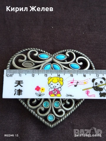 Катарама тока за колан тип сърце с тюркуазени вложки стилна 10612, снимка 8 - Колани - 51145806