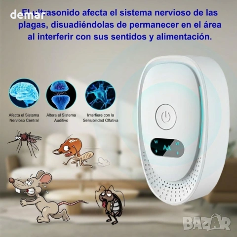 Ултразвуков репелент за вредители с включване в контакта за хлебарки, мишки, комари, паяци, мравки, снимка 4 - Други стоки за дома - 54225834