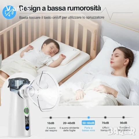 Инхалатор,безшумен аерозол, преносима ултразвукова аерозолна машина,  автоматично почистване, снимка 3 - Други - 53120642