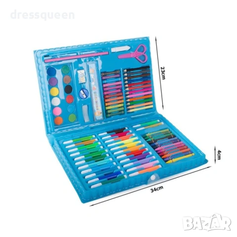 4730 Комплект за рисуване и оцветяване от 86 елемента – преносим куфар, 34 x 24 см, снимка 2 - Рисуване и оцветяване - 53779232