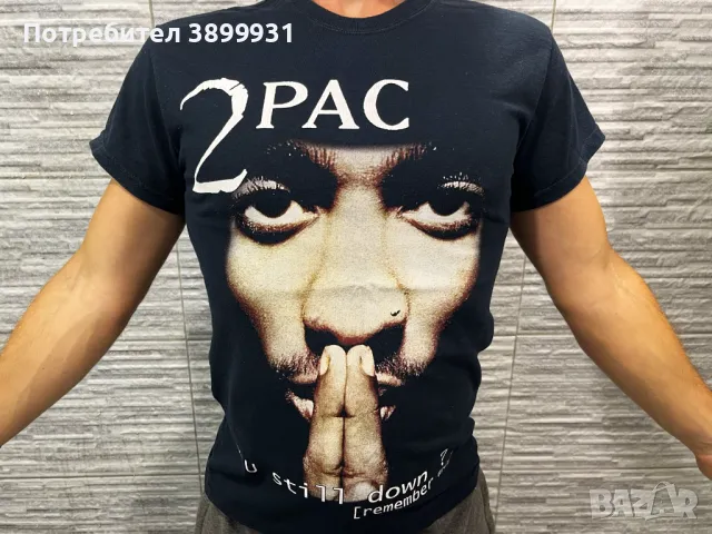 Черна тениска 2Pac Размер М 100% Памук Нова, снимка 1 - Тениски - 46836532