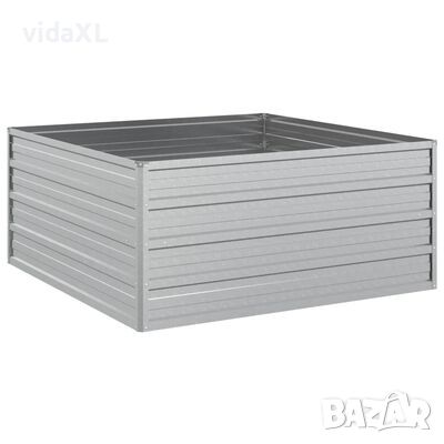 vidaXL Повдигната градинска леха, 100x100x45 см, стомана, сребриста(SKU:316885