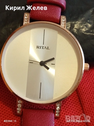 Красив стилен дизайн дамски часовник Rital quartz с кожена каишка 51695, снимка 3 - Дамски - 53590372