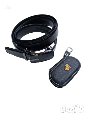 стилен комплект мъжки колан естествена кожа и ключодържател Естествена кожа подходящ за подарък 