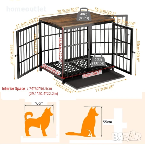 ПРОМОЦИЯ Клетка за кучета от стомана BINGOPAW P-XL171-M-BK, снимка 5 - За кучета - 50769914