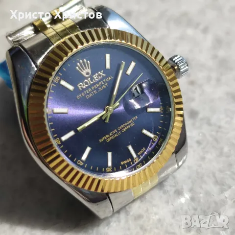 Мъжки луксозен часовник Rolex Oyster Perpetual Datejust blue and bicolour , снимка 2 - Мъжки - 46943280