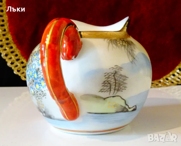 Кана,каничка японски порцелан Sаtsuma,злато. , снимка 4 - Антикварни и старинни предмети - 51239957
