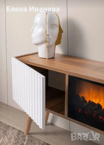 Декоративна камина заедно с шкаф ,170см, снимка 2 - Шкафове - 52727936