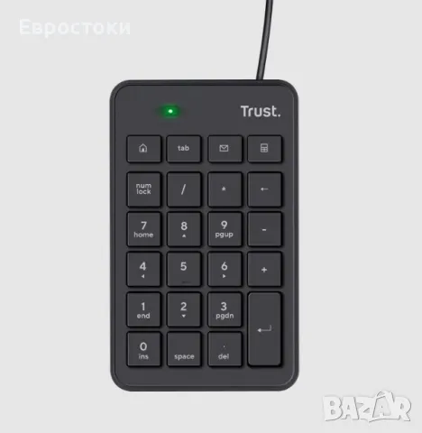 Цифрова клавиатура TRUST Xalas Numeric Keypad, кабелна цифрова клавиатура USB, цвят: черно, снимка 3 - Клавиатури и мишки - 46982599