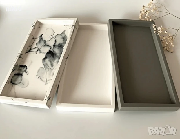 Голям правоъгълник правоъгълен силиконов молд форма смола подложка основа чиния табла тава гипс, снимка 2 - Форми - 51398438