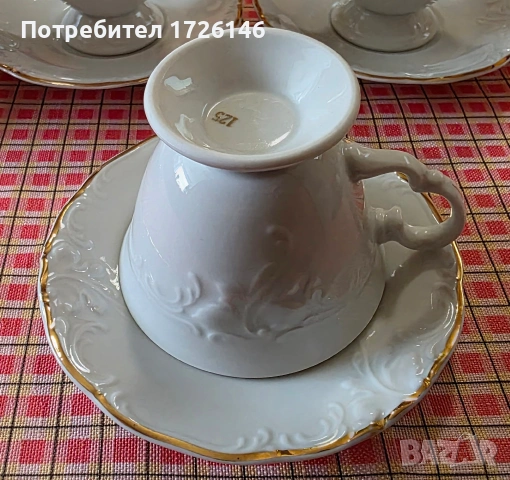 Порцеланов сет за кафе с позлата 4 броя Homeburry , снимка 3 - Чаши - 54037629