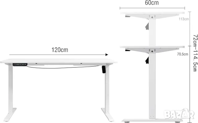Бюро с регулируема височина, Електрически регулируемо компютърно бюро, снимка 4 - Бюра - 49564805
