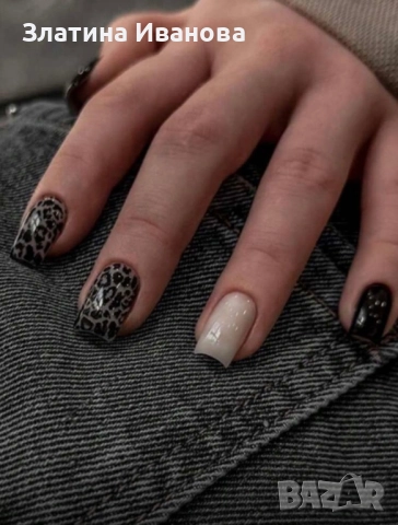 Самозалепващи изкуствени нокти 24 бр. + лепило в комплект