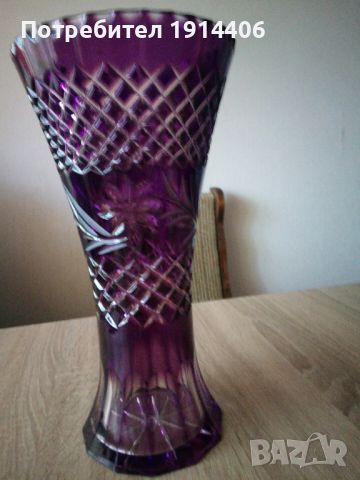 Красива ваза, оловен кристал, лилава, прекрасни орнаменти,, снимка 2 - Вази - 46463658