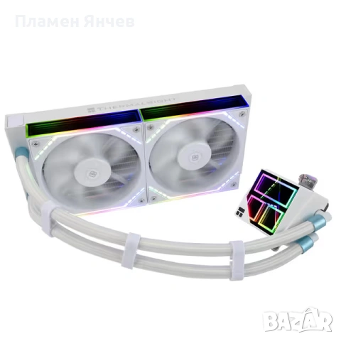 Термалрайт CPU воден охладител Двойни PWM вентилатори 2000 RPM – бял