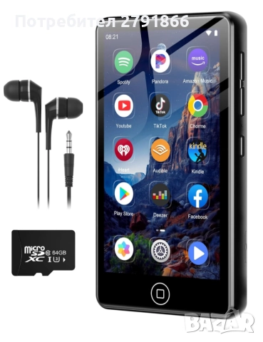 AGXOV 80GB MP3 плейър с WiFi и Bluetooth 4.02-инчов MP4 плейър сензорен екран Android FM радио четец
