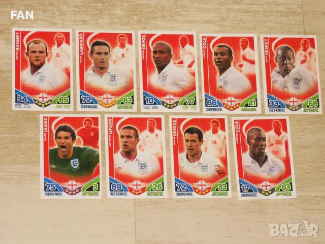 100 бр. карти MATCH ATTAX TOPPS от Световното първенство по футбол в ЮАР 2010 вкл. Кристиано Роналдо, снимка 3 - Фен артикули - 39392000