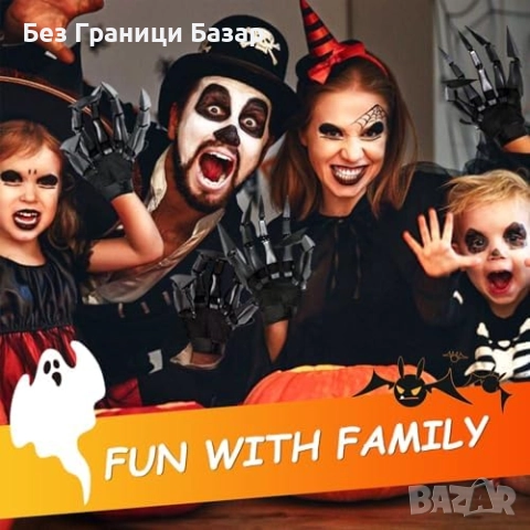 Нов Хелоуин комплект боя за лице – черно, бяло и четки за грим деца и възрастни, снимка 6 - Други - 52002457