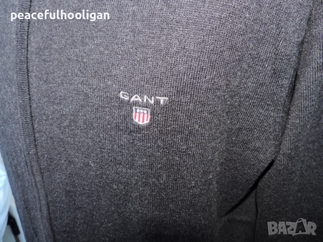 Gant Men`s Cotton Wool Full Zip Long Sleeve Cardigan Size L Dark Grey, снимка 5 - Пуловери - 52322135