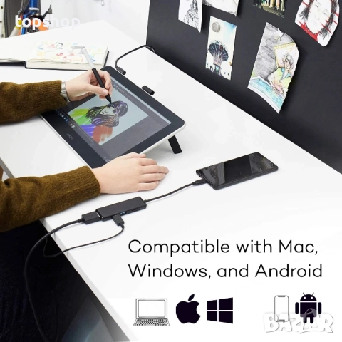 Мострен Wacom One DTC133 таблет за рисуване, 13,3-инчов за Mac, PC и Chromebook, редактиране..., снимка 7 - Таблети - 51598446
