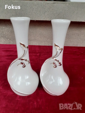 Чифт прекрасни вази със златен кант Capodimonte порцелан, снимка 6 - Антикварни и старинни предмети - 53436270