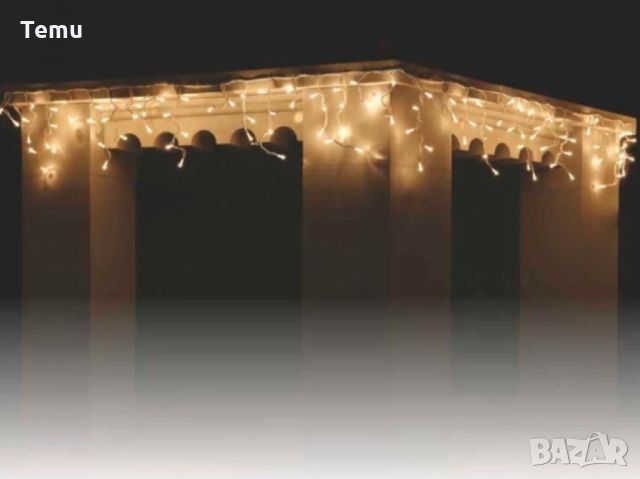 Коледна LED светлинна завеса, 100 процента водо и влаго защитена, Дължина: 3метра, Висулки: 60см, бя, снимка 4 - Декорация за дома - 45586080