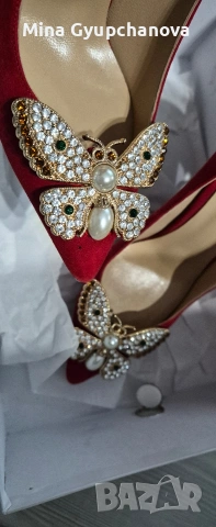 луксозни червени обувки Pera пеперуда 