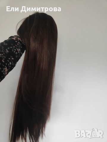 Нова перука, махагонов цвят за 13€. Дълга, с бретон!