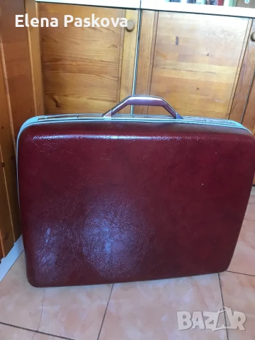 куфар класически Самсонайт, тъмночервен, на две колелца и сгъваема дръжка за теглене, снимка 1