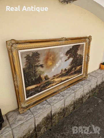 Уникална огромна авторска майсторска белгийска картина масло върху платно , снимка 6 - Антикварни и старинни предмети - 50687224