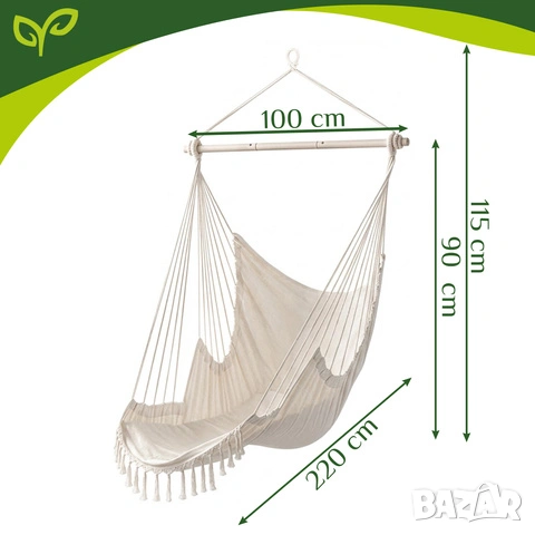 Хамак люлка / Висящ стол люлка за тераса / Висящ стол хамак - 2 цвята, снимка 4 - Градински мебели, декорация  - 53691027