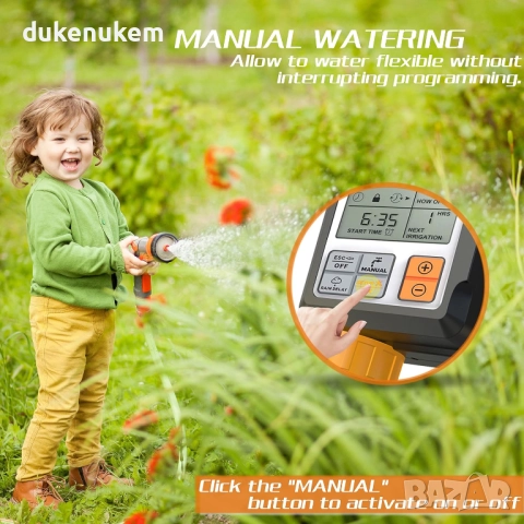 Програматор за напояване, таймер, автоматичен, с голям дисплей, снимка 8 - Напояване - 52812328