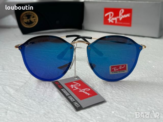 Ray-Ban RB3574 Blaze Round дамски мъжки слънчеви очила унисекс сини огледални, снимка 2 - Слънчеви и диоптрични очила - 45407346