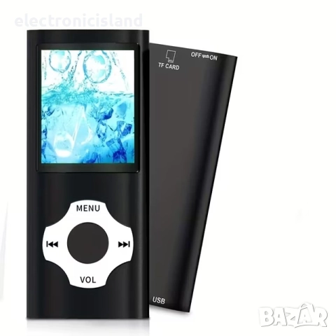 преносим MP3/MP4 плейър с възпроизвеждане на видео, FM радио, USB, MP3, LED, слот за SD карта 