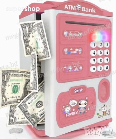 ПРОМО! Детска Касичка Сейф за Банкноти и Монети с Парола и Пръстов Отпечатък, снимка 4 - Други - 52424297