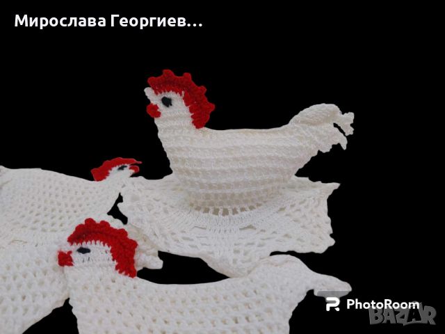 Ръчно плетени на една кука кокошчици, снимка 2 - Декорация за дома - 45154939