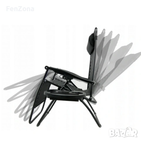 Сгъваем градински шезлонг с възглавница, поставка за напитки и джоб, снимка 2 - Градински мебели, декорация  - 54142769