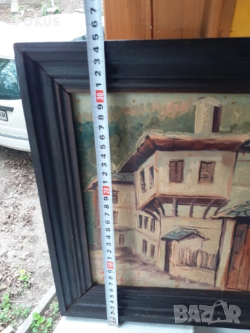 Стара българска картина масло на платно подписана с рамка, снимка 6 - Антикварни и старинни предмети - 53478511