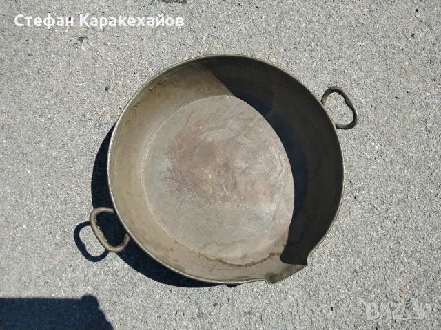 Стара бакърена тава. , снимка 2 - Антикварни и старинни предмети - 54246094